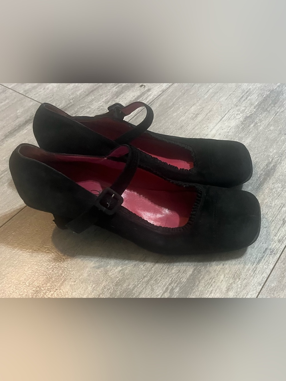 Sacco Italy Black Suede Mary Jane Heels, 10